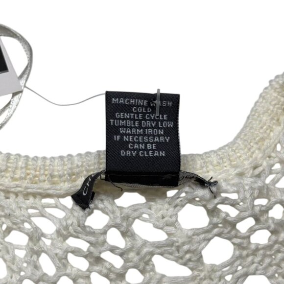 NEW Chelsea & Theodore Womens Sz M White Boho Peasant Beach Long Cardigan Vest - Picture 9 of 9